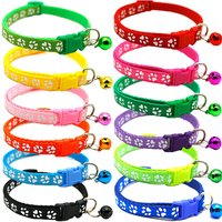 Kitten Collar Adjustable Safety Bell Ring Necklace Pet Pet Collar With Bell Cartoon Footprint Colorful Dog Puppy Cat Accessories