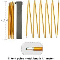 2pcs Tent Pole 3.2/3.4/3.6/3.9/4.1m Aluminum Alloy Portable Foldable Thickenned Tent Rods Outdoor Camping Equipment Accessories