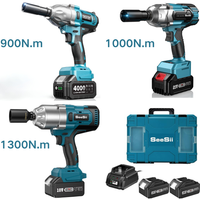 SeeSii Akku-Schlagschrauber-Set 1300 Nm & 1000 Nm & 900 Nm, bürstenloser elektrischer Schraubenschlüssel für die Reparatur von Autoreifen mit 2*4,0 Ah Akkus, Gehäuse und LED-Licht für Makita