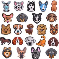 1PCS PVC Cartoon Animals Shoe Charms Kawaii Various Dog Golden Retriever Pug Buckle Clog Accessories Decorations Fit Wristbands