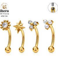 ASTM F136 Titanium 16G CZ North Star Flower Rook Earring Curved Barbell Labret Stud Eyebrow Cartilage Tragus Piercing Jewelry