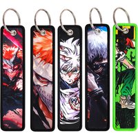 Anime Ghost Embroidery Key Fobs Manga Key Tags Keychains for Motorcycles Cars Keyring Cosplay Accessories Toys Gifts