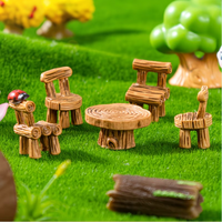 5pcs Miniatures of Mini Chair Table Set - Resin Figurines Model for Home Garden Fairy Micro Landscape DIY Decoration