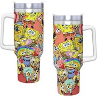 3D Funny SpongeBobs Stainless Steel Tumbler Travel Car Mugs 40oz Coffee Mug Portable Cold Drink Milk Tea Water Bottle
