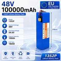 48V Lithium-Batterie 100Ah 100000mAh 13S2P Wiederaufladbarer Batteriepack mit BMS für 250W 350W 500W 750W 1000W E-Bike Elektroroller DIY-Batterie inklusive 54,6V Ladegerät mit mehreren Anschlüssen