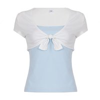 Summer New Korean Fashion Slimming Sexy Contrast Color T-shirt