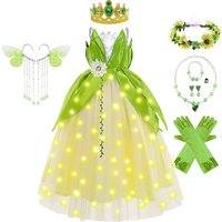 Tiana Princess Costume Purim Carnival Princess Green Fairy Disguise Frocks Children's Birthday Surprises Party Gift