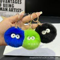Customized Cute Imitation Rex Rabbit Fur Briquettes Car Keychain Pendant Ins Plush Fur Ball School Bag Bag Hanging Gift
