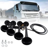 12V 4 Trumpets 185db Super Loud Car Electric Air Horn Train Horns Kit for Truck Car SUV Boat Tractor RV ORV