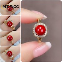 Natural Cinnabar Ring Authentic Adjustable Rose Ring Temperament Senior Fashion Ladies Jewelry Holiday Gift Lucky Charms