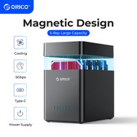 ORICO DS500 Series 5 Bay 3.5'' Type-C Hard Drive Enclosure Magnetic-type SATA3.0 HDD Case 12V6.5A for Altcoins Mining Gamers