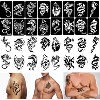 1 Sheet Small Airbrush Tattoo Stencils For Men Women Drawing Template Henna For Paiting Glitter 4 Patterns Template Tattoo Tool