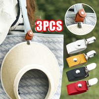 3PCS Outdoor Travel Hat Clip PU Leather Portable Bag Cap Storage Buckle Hanging Multi-Purpose Backpack Hook