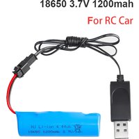 3.7V 18650 1200mAh Rechargeable Battery Li-Ion Battery with PCB Microphone Recorder RC Car SM Plug + Charging Cable