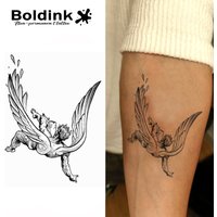 Boldink Fallen Angel Temporary Tattoo,Lasts To 15 Days New Technology Magic Waterproof Semi Permanent Sticker.