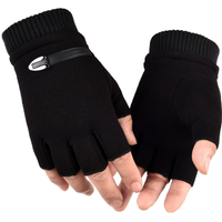 AliExpress NONE Men's Winter Fleece Warm Half Finger Gloves Stretch Fingerless Mittens for Outdoor Bicycle Driving Male Sports And Outdoors