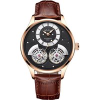AILANG 2025 Double Pendulum Hollow Tourbillon Men's Automatic Mechanical Watch Deep Waterproof Leather Watch
