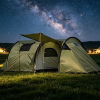 Tunnel Camping Tent Arched Poles Tunnel Tent Outdoor Shelter Polyester Packable for Families
