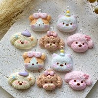 10Pcs Kawaii Handmade Dog Head Pendant for Jewelry Making Findings Creative Resin Animals Charms Flatback Diy Earrings