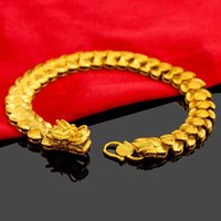 24K AU999 pure gold men's dragon scale gold bracelet bracelet men's casual fashion high-end gold bracelet jewelry gift
