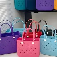 EVA Beach Tote Bag Portable Shoulder Bag Large Hole Design Waterproof Outdoor Beach Handbag for Women