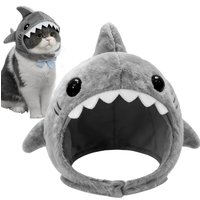 Cat Headwear Warm Shark Shaped Adjustable Kitten Clothing Accessories Pet Headwear for Party Dress Up Photography Cosplay