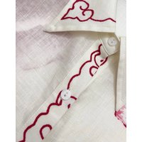 Summer vacation style red floral print linen set women's clothes casual single-breasted shirt top and skirt two-piece set
