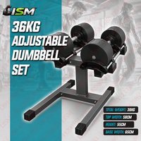 36KG Adjustable Dumbbell Set With Stand Heavy Duty Weightlifting Home Gym Strength Training Free Weight Fitness Equipment Door