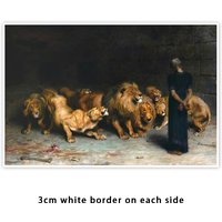 Large Daniel in the Lions Den by Briton Riviere Canvas Poster Wall Art Reproduction, British Painting Prints Wall Decor