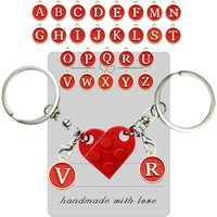 Personalized Brick Matching Heart Keychain for Couple Boyfriend Girlfriend Valentines Day Gifts Sweet Couple Keyring