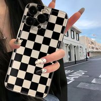 Black And White Checkerboard Phone Case For Samsung S26 S25 S24 S23 S22 S21 S20 FE Plus Ultra Lite Edge 5G Clear Soft TPU Cover