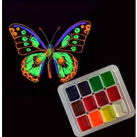 12 Fluorescent Color Solid Watercolor Pigment Portable Neon Watercolor Pigment Hand-painted Art Pigment Fluorescent Pigment Art