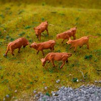 HO-Maßstab 1:87 Modellkuhren, Nutztiere, Simulation, Miniatur-Rinder, niedliche Plastikspielzeuge für Prärie-Szenen-Layout, Diorama-Kits, 6 Stück