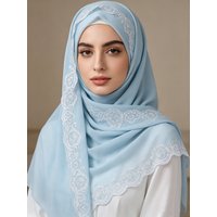 Luxury Lace Edge Hijab Muslim Chiffon Hijab Islamic Turban Headband Scarves Shawl Muslim Headscarf for Wedding