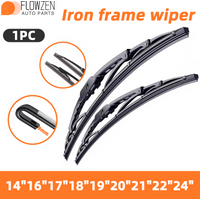 1PC U/J Hook 9mm Car Windshield Iron Frame Wiper Metal Blade Universal Replacement Rubber Accessory 14"16"17"18"19"20"21"22"24"