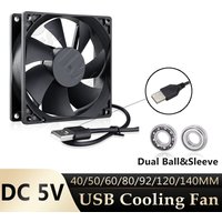 Gdstime 60MM USB Fan 140MM 120MM DC 5V PC Case Fan Ball/Sleeve Cooling Fan 80mm 40/50MM Axial Fan For DVR Xbox TV Box Router