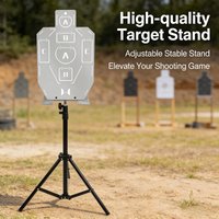 Tactical Steel Shooting Target with Tripod Stand Adjustable Height Heavy-Duty Metal Target for Outdoor Range Shooting Practice