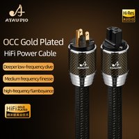 ATAUDIO Power Cable HiFi OCC Gold-plated Audio Cable with Hi-end EU/US/AU Shielded Carbon Fiber Shell Plug for Filter Amplifier