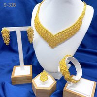 Dubai Gold Plated Hollow Necklace Earrings Jewelry Set For Women Nigeria Indian African Bridal Wedding Party Gift Jewellery