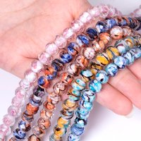 7.5x10mm Murano Lampwork Multicolor Striped Mixture Faceted Beads Oval Glass Beads for Jewelry Making DIY Pendant Accessories