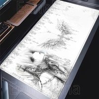 Mousepad Black White Anime Aesthetics Angel girl Mouse Pad Office accessories PC Gaming Keyboard E-Sports HD printing Desk Mat