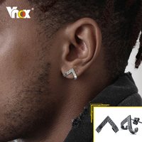 Vnox Retro Stud Earrings for Men, Cool Boy Vintage Viking Earrings, Stylish Textured Triangle Ear Jewelry