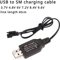 5V to 3.7/4.8/6/7.2/8.4/9.6V250mA Battery USB Power Charger Cable SM 2P Forward Plug for Remote Control Boat Car USB Charger Toy