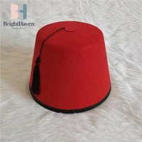 Round Felt Fez Cap Breathable Red Color Fez Hat Moroccan Hat Cosplay Turkish Tassels Cap Festival Supplies B.H