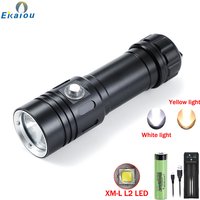 Ekaiou lumière de plongée 2000 Lumens Super lumineux lampe de poche de plongée sous-marine IP68 étanche pour 100m plongée sous-marine attraper des poissons lampe