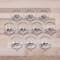 IFOCUS 10pcs/Lot Birds Connector Charms For DIY Jewelry Making Zinc Alloy 33x27mm/1.3x1.06inch