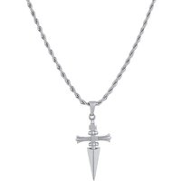 Punk Stainless Steel Sword Cross Pendant Necklaces Twists Chain Hip Hop Choker Necklace for Women Men Jewelry Gifts