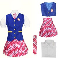 Halloween Dreamy Princess Delancey Pink Satin Jacket and Skirt Set, Elegant JK Uniform Style Pleated Skirt for Summer Parties