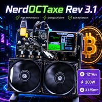 Bitcoin Miner NerdOCTAxe Rev3.1 12TH/s 200W 3.5inch Display BM1370 ASIC Chip SHA-256 BTC Solo Miner Open Source Home Use Miner