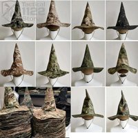 Tactical Camouflage Magic Hat Large Brim Hat Halloween Wizard Cosplay Hat Cap